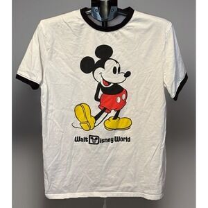 Size M Vintage Walt Disney World Mickey Mouse Style Ringer T Shirt  Unisex